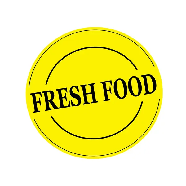 Vers voedsel zwarte stempel tekst op cirkel op gele achtergrond — Stockfoto
