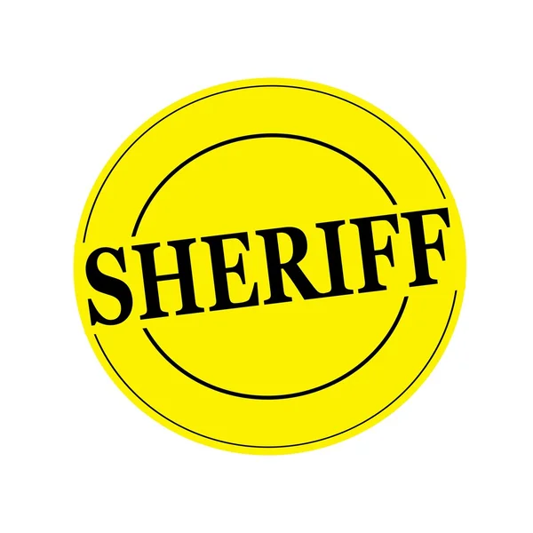 Текст шерифа на круге на желтом фоне — стоковое фото