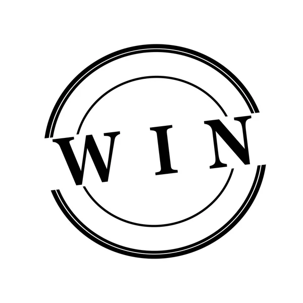 Win black stamp text on circle on white background — Stock Photo, Image