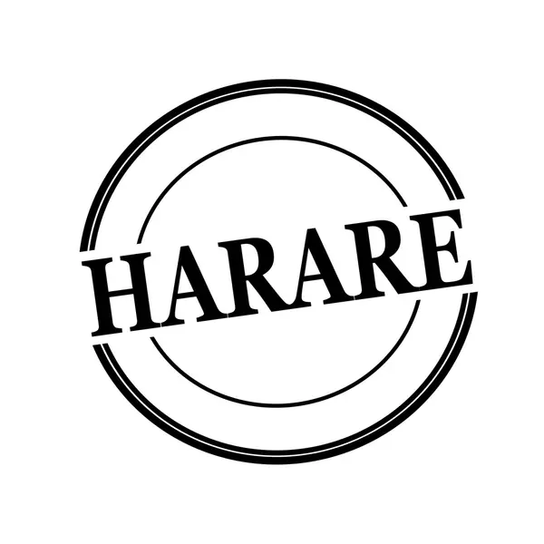 Tekst czarny znaczek Harare w koło na białym tle — Zdjęcie stockowe