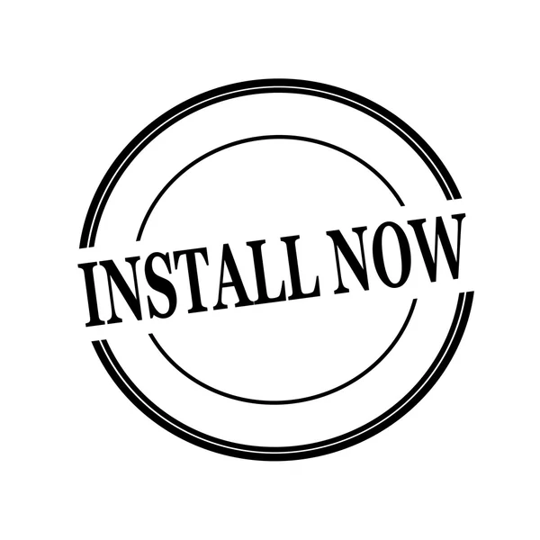 Şimdi siyah damga metni beyaz arka plan üzerinde daire yükleyin