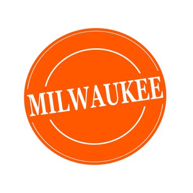Milwaukee beyaz damga metni orage arka planda daireye üzerinde