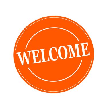 Beyaz damga metni orage arka planda daireye üzerinde Hoşgeldiniz