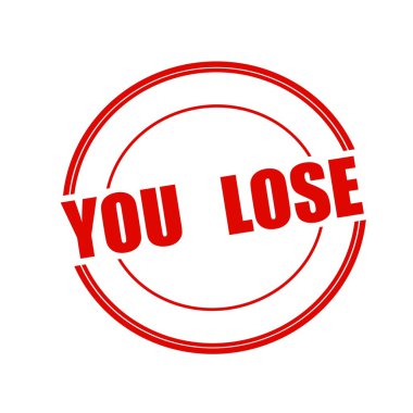 Daire beyaz zemin üzerine kırmızı damga metni kaybetmek