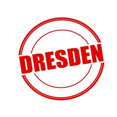 Dresden kırmızı damga metni üzerinde beyaz arka plan üzerinde daire