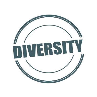 Çeşitlilik gri damga metni üzerinde beyaz arka plan üzerinde daire