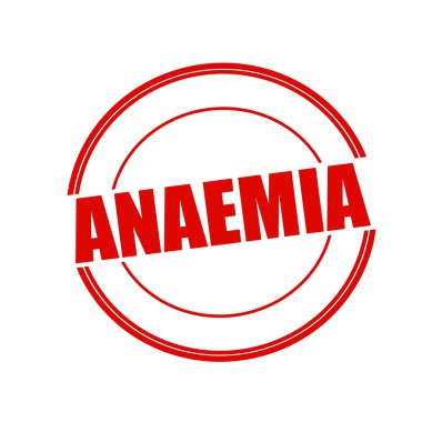 Anemi (kansızlık) kırmızı damga metni üzerinde beyaz arka plan üzerinde daire