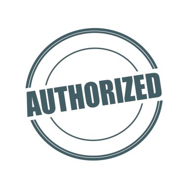 Gri damga metni beyaz arka plan üzerinde daire üzerinde yetkili