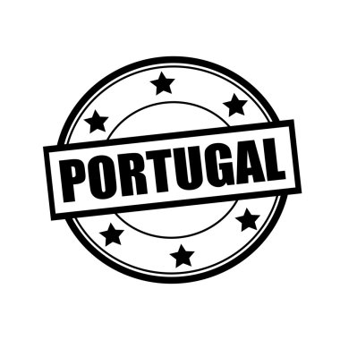 Portekiz siyah damga metni daire beyaz arka plan ve yıldız