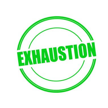 Yorgunluktan yeşil damga metni üzerinde beyaz arka plan üzerinde daire