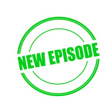 Yeni bölüm yeşil damga metni üzerinde beyaz arka plan üzerinde daire