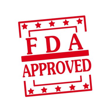 Kareler beyaz zemin üzerine kırmızı damga metni FDA onaylı