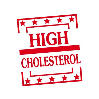 Yüksek kolesterol kırmızı damga metni üzerinde beyaz arka plan kareler