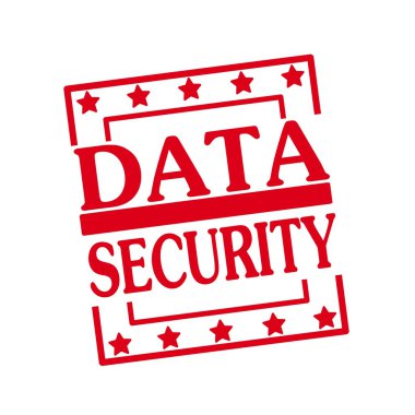 Veri güvenlik kırmızı damga metni üzerinde beyaz arka plan kareler