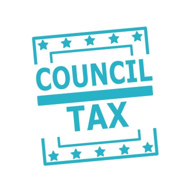 Konsey vergi mavi damga metni üzerinde beyaz arka plan kareler