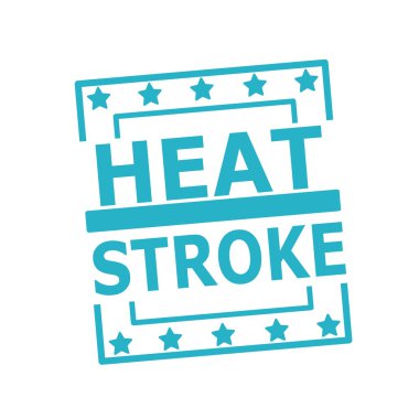 Güneş çarpması mavi damga metni üzerinde beyaz arka plan kareler