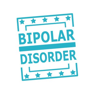 Bipolar bozukluk mavi damga metni üzerinde beyaz arka plan kareler