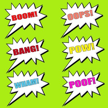 komik konuşma balonu seti, ses efekti kümesi ifadeler çizgi