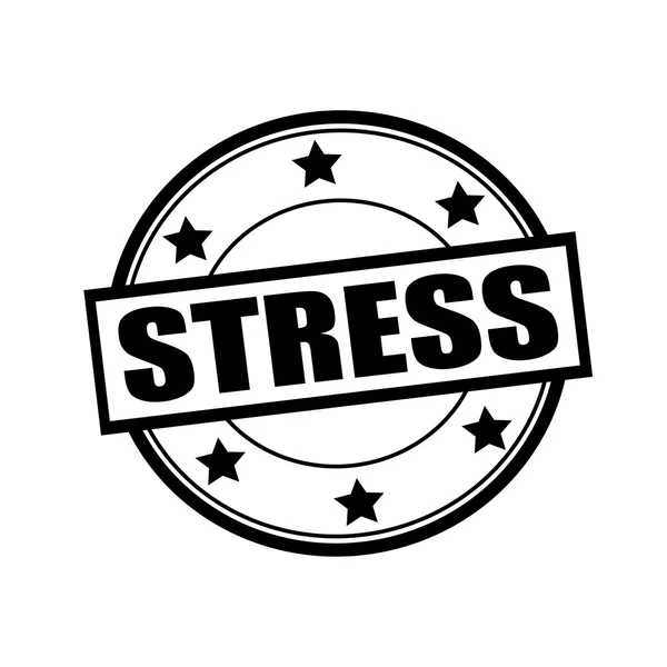 Stress black stamp text on circle on white background and star — Stock Photo, Image