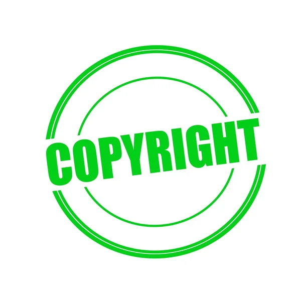 Copyright texto de sello verde en círculo sobre fondo blanco — Foto de Stock