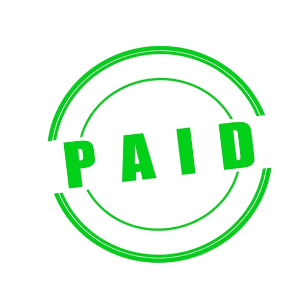 Bezahlter grüner Stempeltext auf Kreis auf weißem Hintergrund — Stockfoto