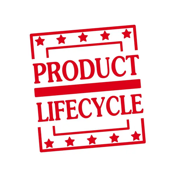 PRODUCTO LIFECYCLE texto de sello rojo en cuadrados sobre fondo blanco —  Fotos de Stock