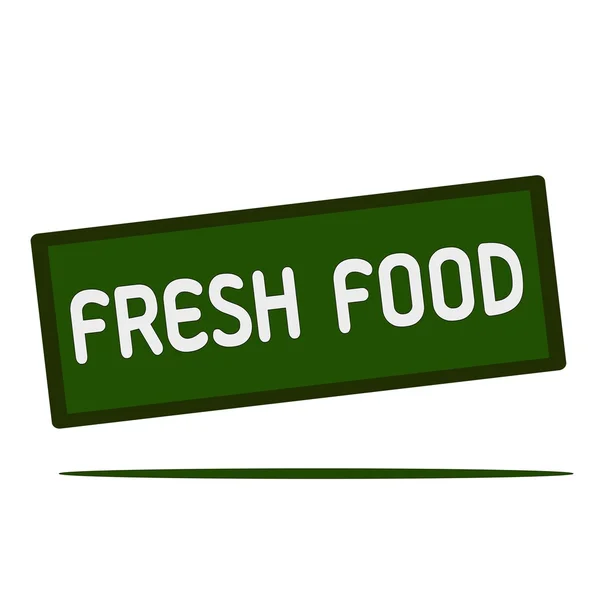 Friss élelmiszerek megfogalmazását téglalap alakú jelek — Stock Fotó
