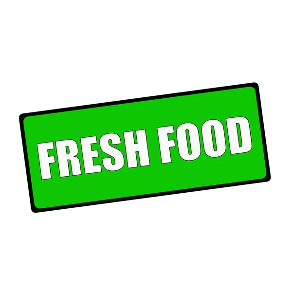 직사각형 녹색 표지판에 신선한 식품 문구 — 스톡 사진
