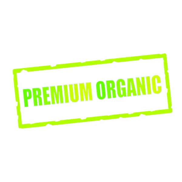 Texto orgânico premium em sinais retangulares verdes lascados — Fotografia de Stock