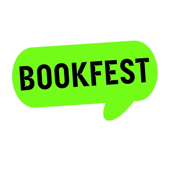 Konuşma balonları Bookfest açıklamalarıyla yeşil silindir — Stok fotoğraf