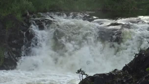 Cascade Sauvage Sur Les Rochers Dans Une Nature Sauvage Haute — Video