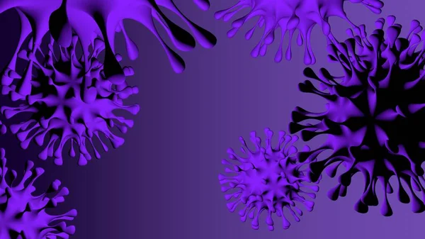Sars Cov 2コロナウイルスは 3Dで紫色の背景をしています 危険な非細胞感染性ウイルスCovid 19はインフルエンザの流行を引き起こす — ストック写真