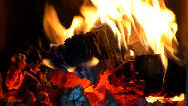 烧木砖的过程 通过火加热空间 — 图库视频影像