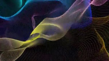 Çok Renkli Işık Soyut Arkaplanı Satırları. Fantastik renkli fraktal çizgiler siyah üzerine eğilir.