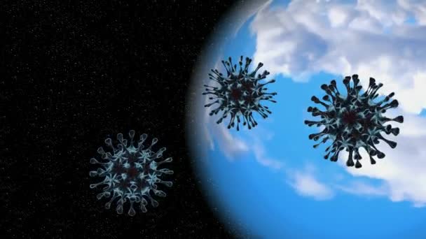 Covid Coronavirus Geïsoleerd Achtergrond Filamenteuze Processen Van Dit Virus Dringen — Stockvideo
