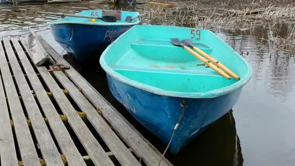 Barco Pesca Costa Lago Norte Paisagem Dos Lagos Peixe Finlandeses — Vídeo de Stock