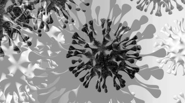 Coronavirus Ncov-19 arka planda 3 boyutlu olarak izole edildi. Zatürreeye neden olan tehlikeli bir patojenik virüs..