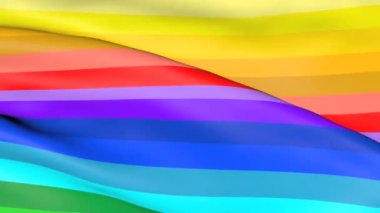4K 'de dalgalanan gökkuşağı bayrağı. Geylerin ve lezbiyenlerin hareketinin sembolü olan gurur..