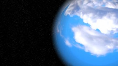 Dünya gezegeni ve mavi atmosfer kapanıyor. Dünyamızı dışarıdan görün..