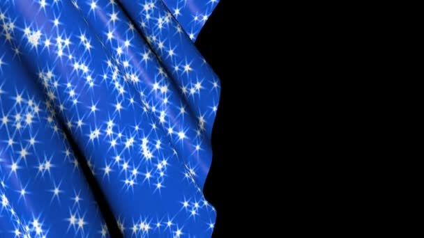 Ткань Фон Синий Снежинками Холст Зимнего Дизайна Волнами Ветра — стоковое видео