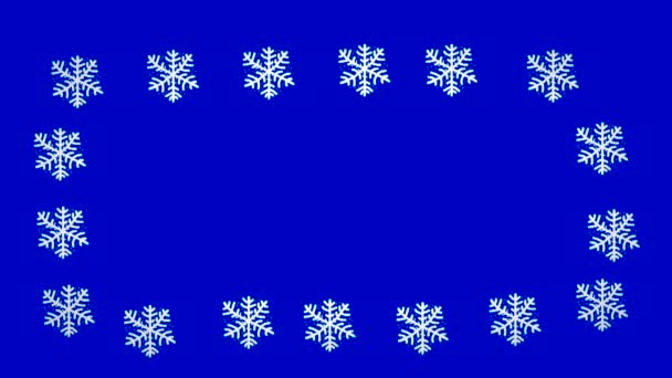 Πλαίσιο Υποβάθρου Ιπτάμενων Νιφάδων Χιονιού Μπλε Φόντο Για Επιγραφές Χειμώνα — Αρχείο Βίντεο