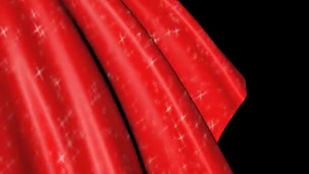 Κόκκινο Πανί Πέφτει Αποκαλύπτοντας Ένα Μαύρο Φόντο Κινούμενη Μορφή Του — Αρχείο Βίντεο