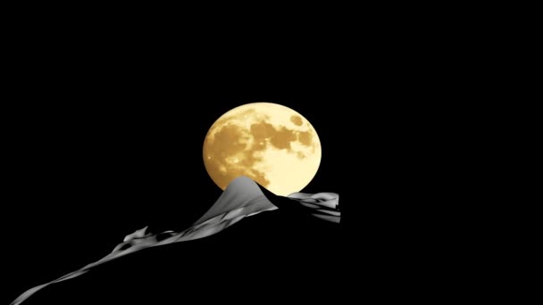 Tela Convierte Fantasma Contra Luna Llena Mística Telas Lujo Volando — Vídeos de Stock