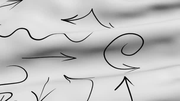 風になびく矢印とキャンバスの背景 概要生地のガイド矢印の背景 — ストック動画