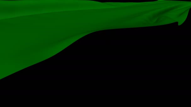 Wave Tessuto Verde Volare Sfondo Nero — Video Stock