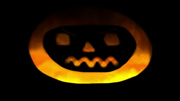 Oheň Dýně Černou Pozadí Pro Halloween Party Zábava — Stock video
