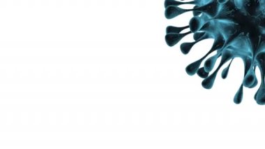 Uçan Coronavirus 3 boyutlu arka plan. Tehlikeli hücresel bulaşıcı virüs covid-19.