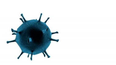 Uçan Coronavirus 3 boyutlu arka plan. Tehlikeli hücresel bulaşıcı virüs covid-19.