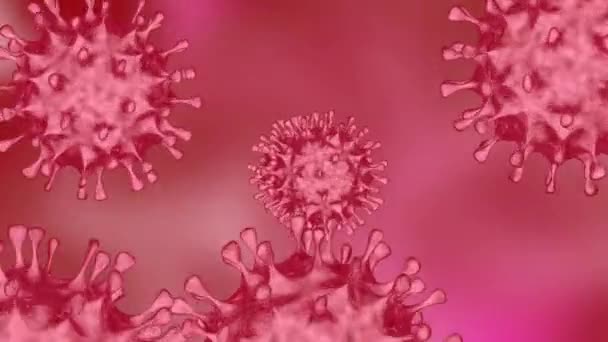 Flying Coronavirus Achtergrond Gevaarlijke Cellulaire Infectieuze Virus Covid — Stockvideo