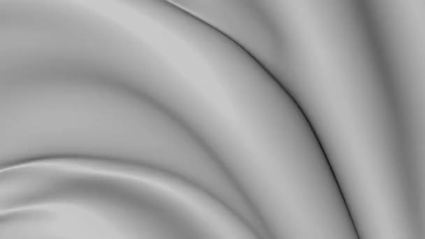 Grey Cloth Flutters Animation Background Bright Satin Flow Fabric Waves — Stock Video